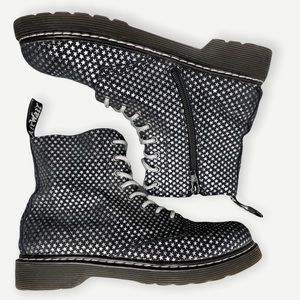 Dr Martens Junior 1460 Suede Metallic Star Boots Size 4M
